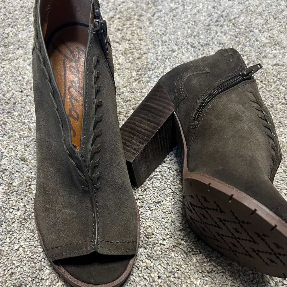 Zodiac Dark Brown Peep Toe Ankle Booties